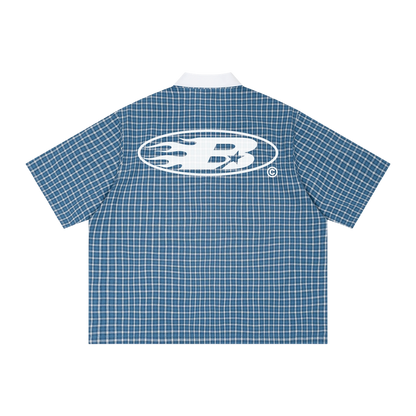 STAPLE LOGO© PLAID POLO SHIRT [BLUE]