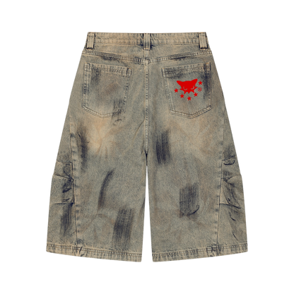 BVO® DENIM VINTAGE WASH SHORTS [BRONZE/BLUE]