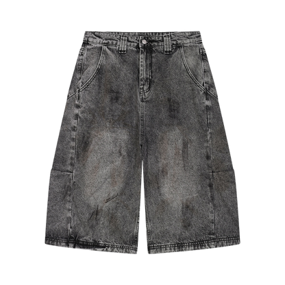BVO® DENIM VINTAGE WASH SHORTS [BLACK]