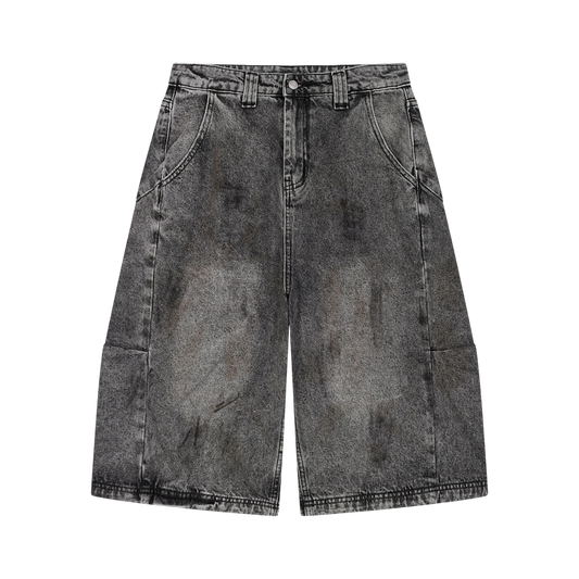 BVO® DENIM VINTAGE WASH SHORTS [BLACK]