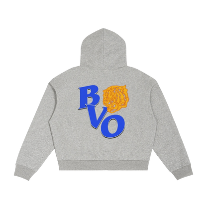 FRAT LOGO CONTRAST PLAID ZIP HOODIE [GREY]