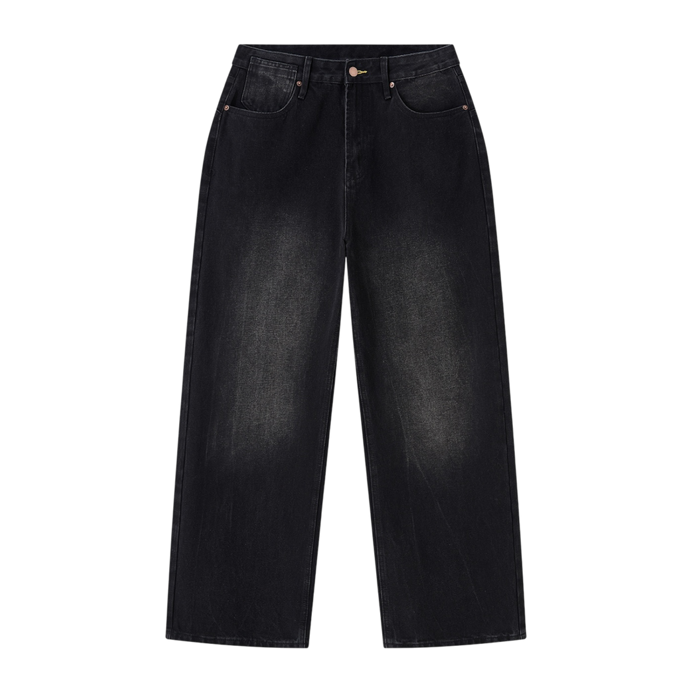 BVO® DENIM VINTAGE WASH WIDE LEG JEANS [BLACK]