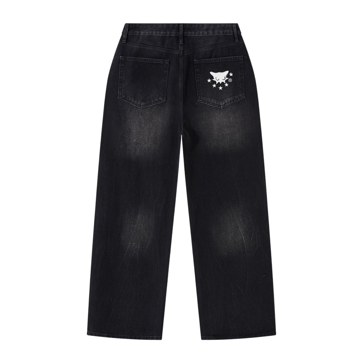 BVO® DENIM VINTAGE WASH WIDE LEG JEANS [BLACK]