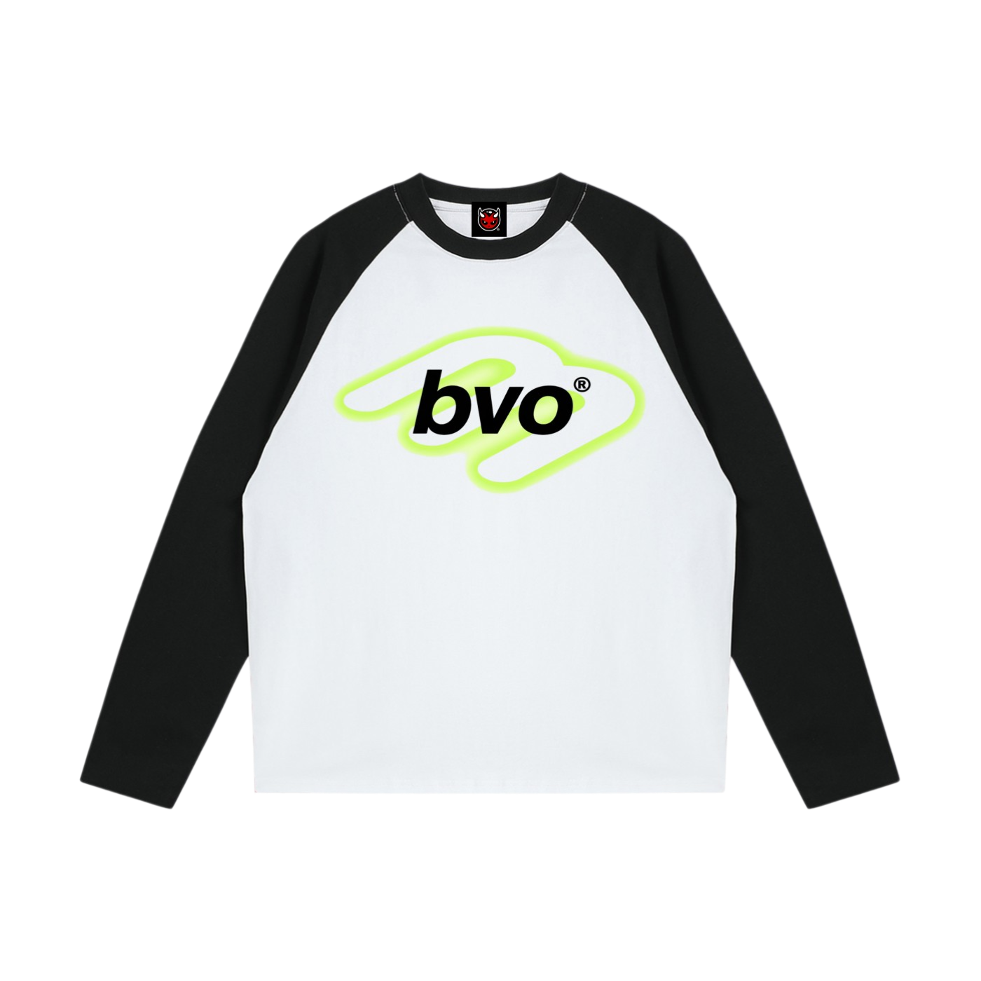 NEON LOGO COLOR-BLOCKED RAGLAN LS TEE [WHITE/BLACK]