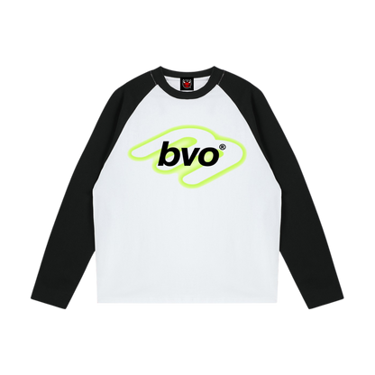 NEON LOGO COLOR-BLOCKED RAGLAN LS TEE [WHITE/BLACK]