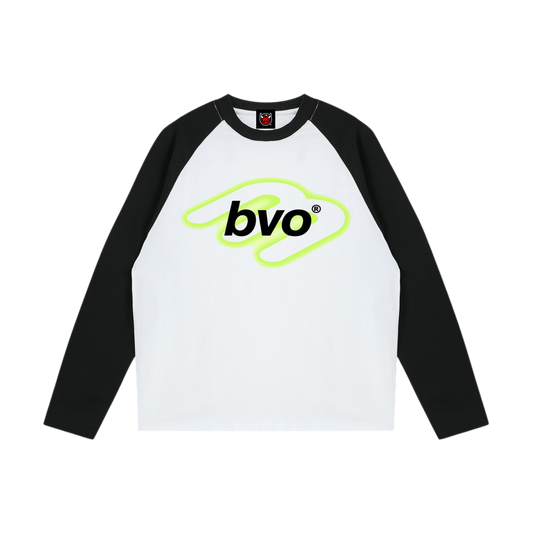 NEON LOGO COLOR-BLOCKED RAGLAN LS TEE [WHITE/BLACK]