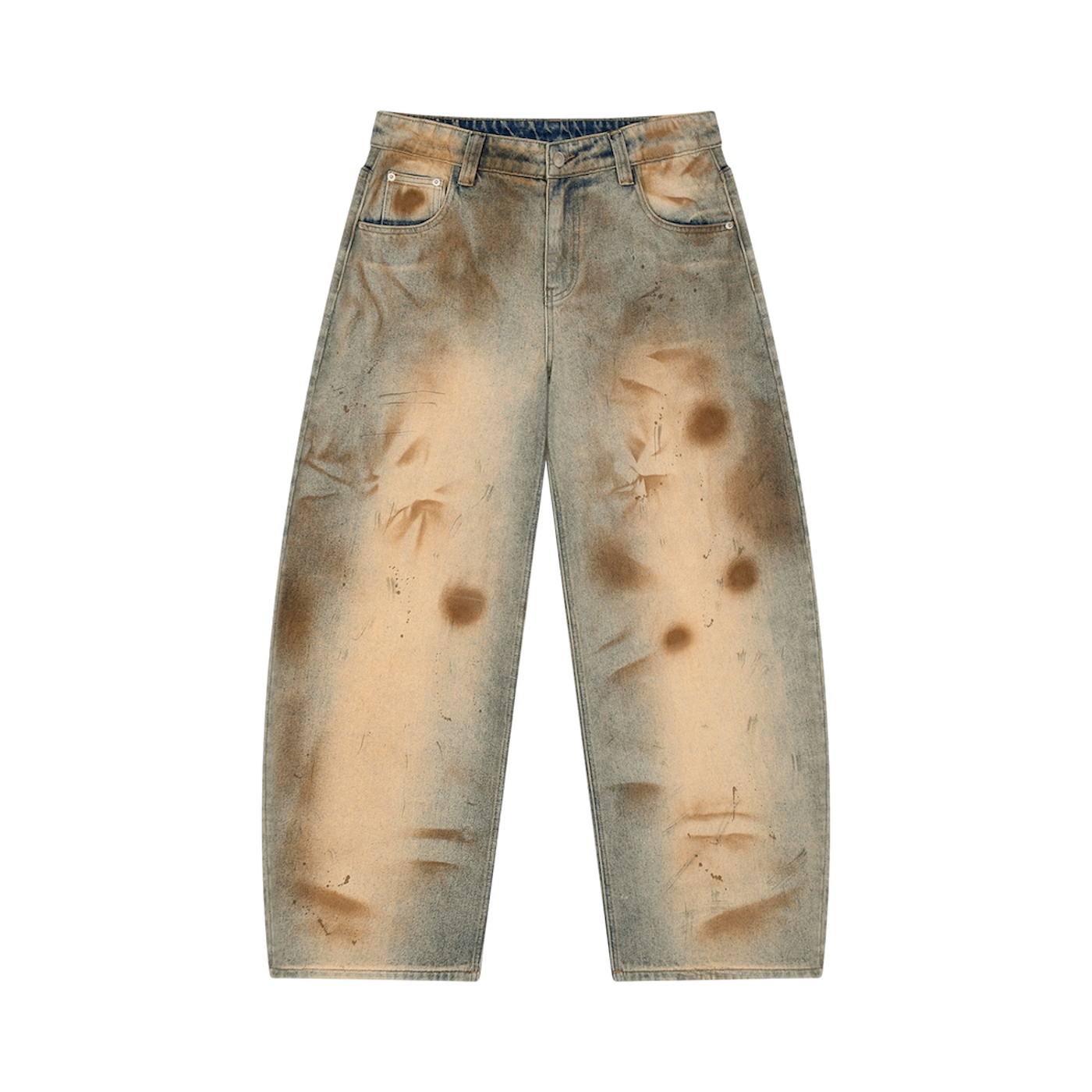 BVO® DENIM VINTAGE WASH BARREL LEG JEANS [BRONZE/BLUE]