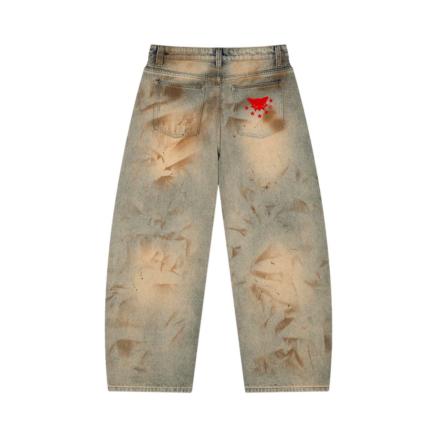 BVO® DENIM VINTAGE WASH BARREL LEG JEANS [BRONZE/BLUE]