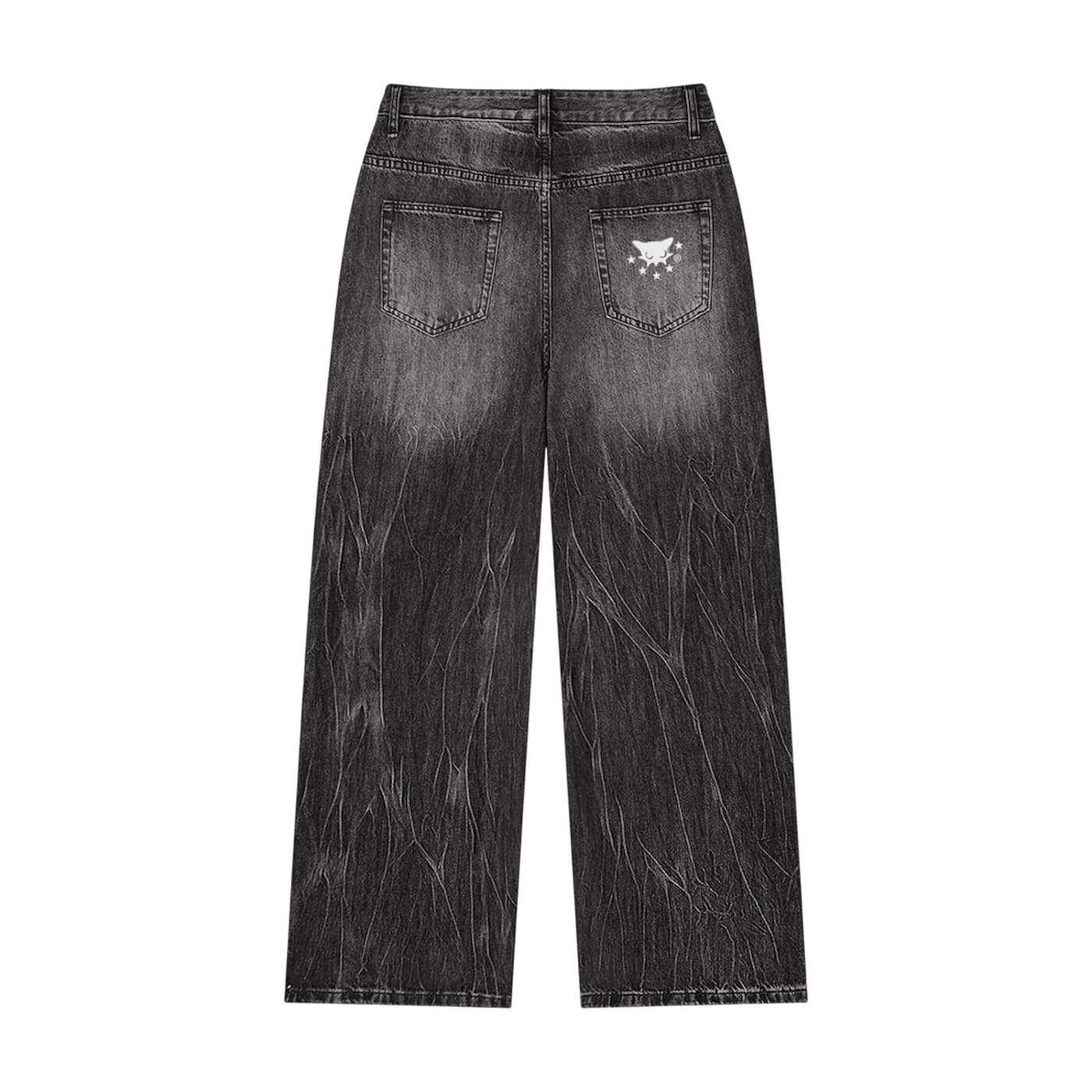 BVO® DENIM VINTAGE WASH WIDE LEG JEANS [BLACK]
