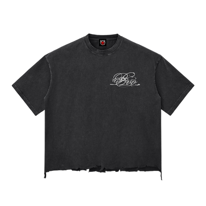 BLESSED RAW-HEM TEE [BLACK]