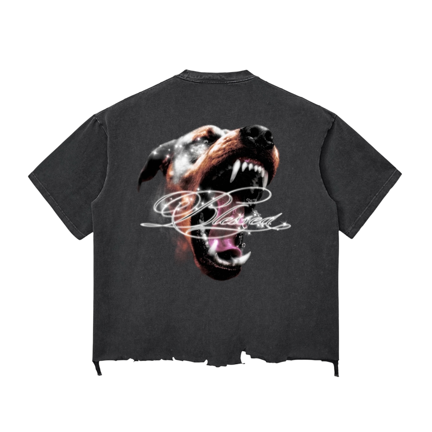 BLESSED RAW-HEM TEE [BLACK]