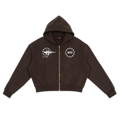 BVO® FOR PRES ZIP HOODIE [BROWN]