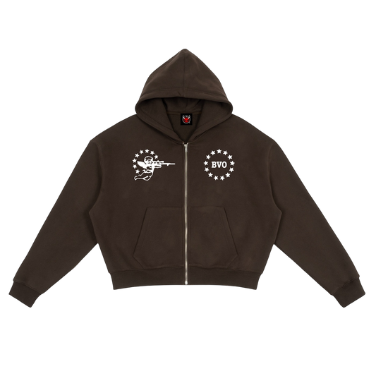 BVO® FOR PRES ZIP HOODIE [BROWN]