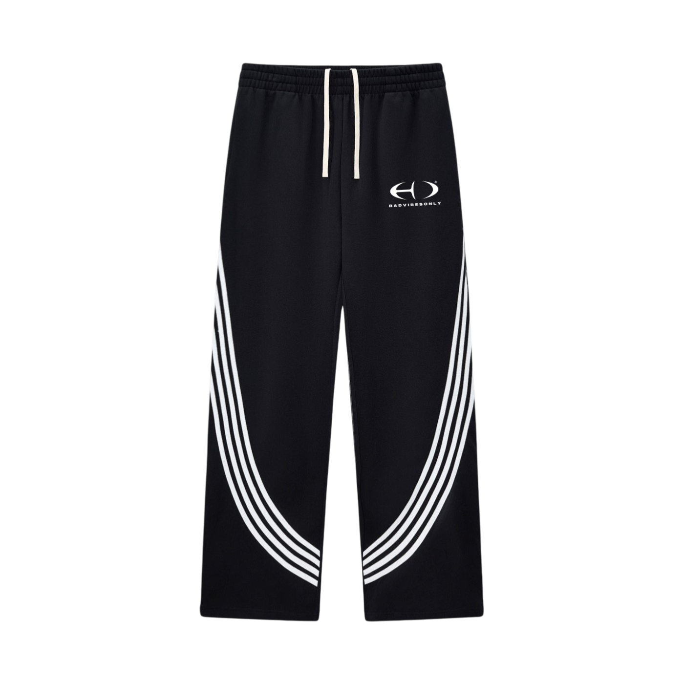BVO® FUSION LOGO CURVED STRIPED STRAIGHT-LEG SWEATPANTS [BLACK]