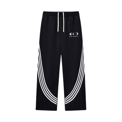BVO® FUSION LOGO CURVED STRIPED STRAIGHT-LEG SWEATPANTS [BLACK]
