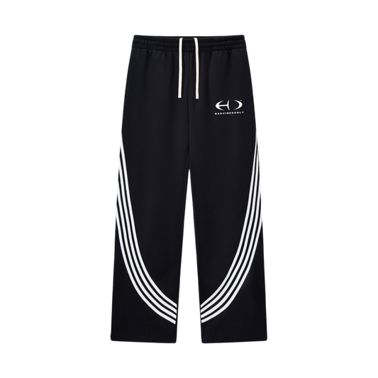 BVO® FUSION LOGO CURVED STRIPED STRAIGHT-LEG SWEATPANTS [BLACK]