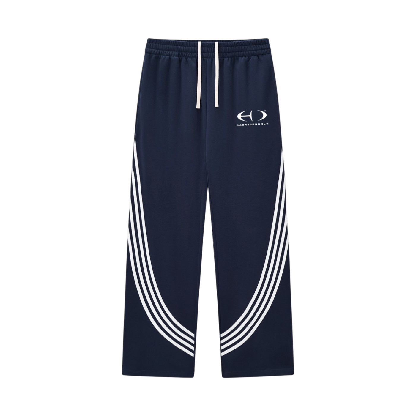BVO® FUSION LOGO CURVED STRIPED STRAIGHT-LEG SWEATPANTS [NAVY BLUE]