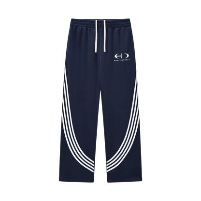 BVO® FUSION LOGO CURVED STRIPED STRAIGHT-LEG SWEATPANTS [NAVY BLUE]