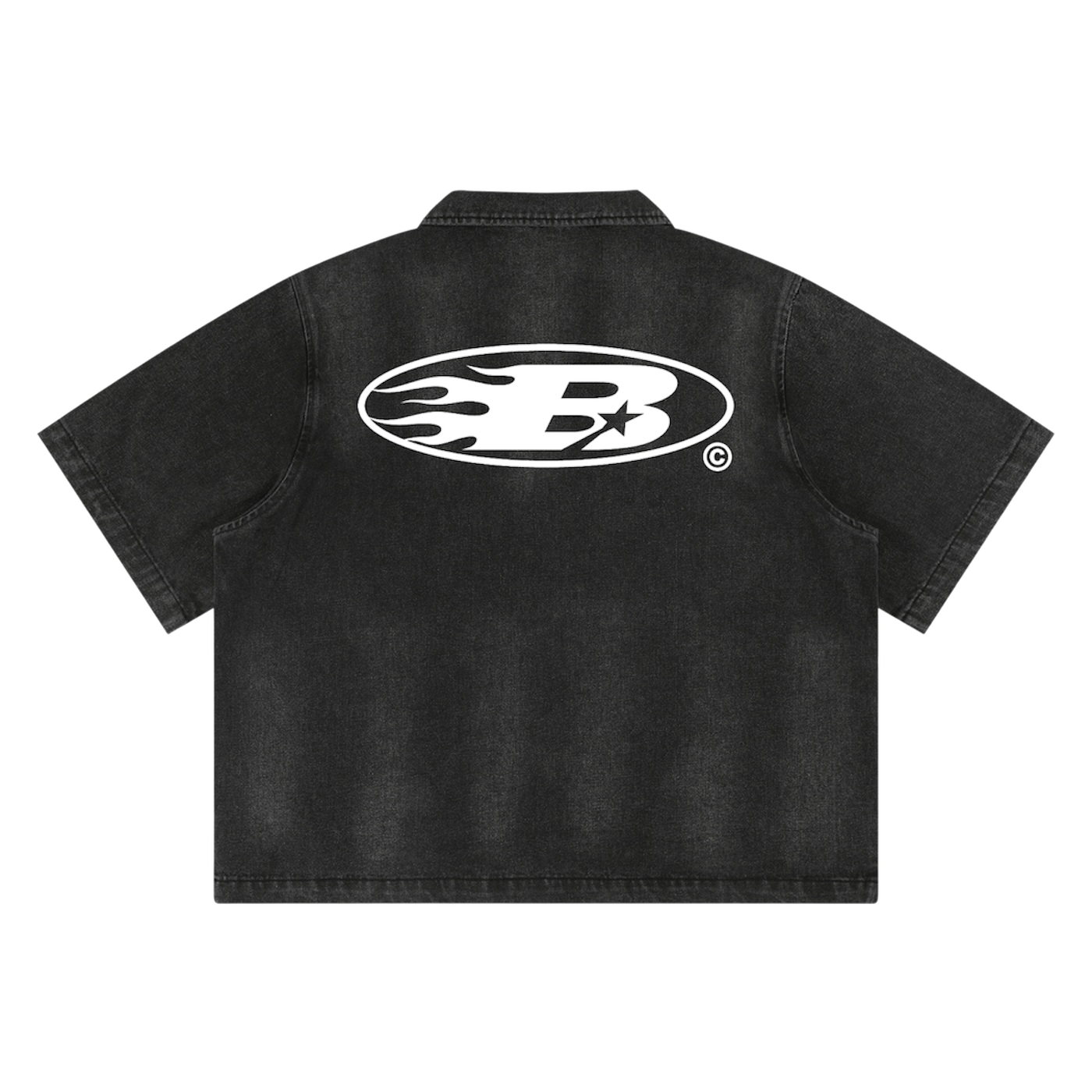 BVO® DENIM STAPLE LOGO© VINTAGE WASH FULL-ZIP SHIRT [BLACK]