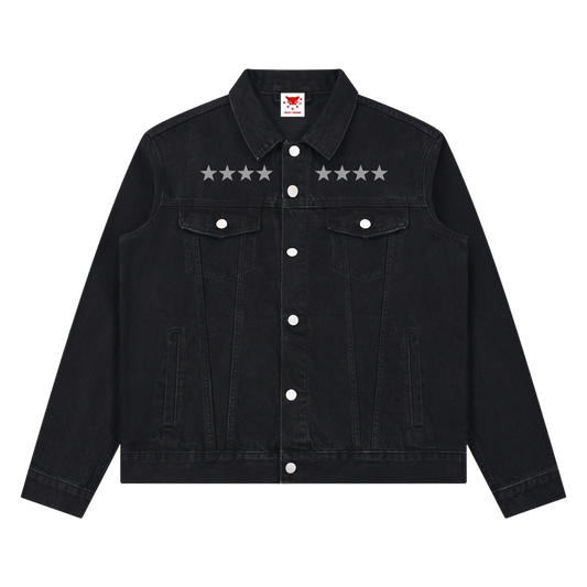 BVO® DENIM STARS VINTAGE WASH JACKET [BLACK]
