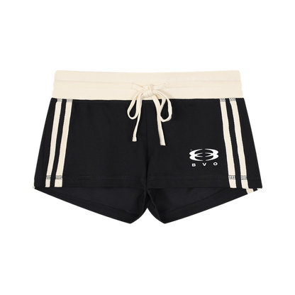 WMNS UNITY LOGO® VARSITY STRIPE TRACK SHORTS [BLACK]