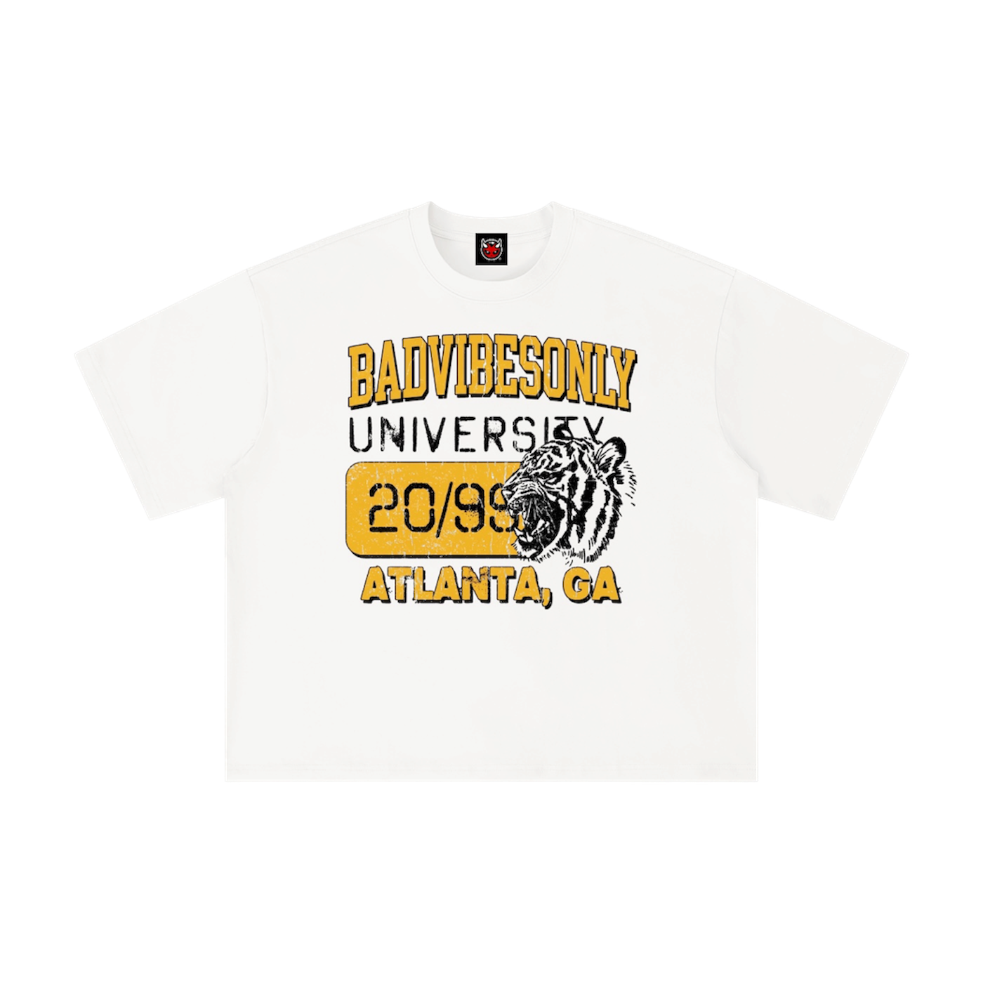 BADVIBESONLY® UNIVERSITY TEE [WHITE]