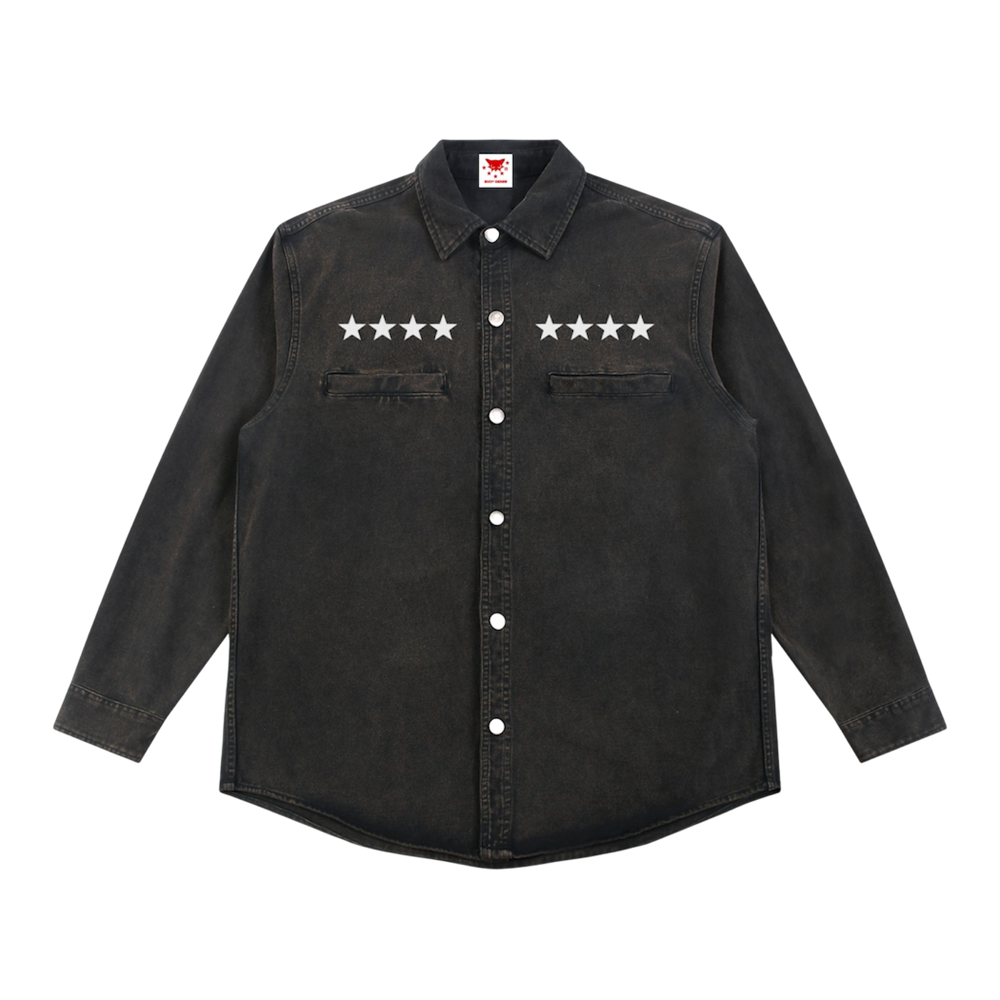 BVO® DENIM STARS VINTAGE WASHED HEAVYWEIGHT LS SHIRT [BLACK]