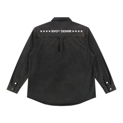 BVO® DENIM STARS VINTAGE WASHED HEAVYWEIGHT LS SHIRT [BLACK]