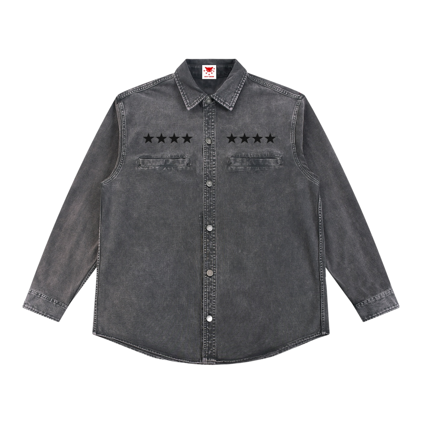 BVO® DENIM STARS VINTAGE WASHED HEAVYWEIGHT LS SHIRT [DARK GREY]