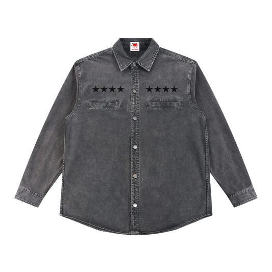 BVO® DENIM STARS VINTAGE WASHED HEAVYWEIGHT LS SHIRT [DARK GREY]