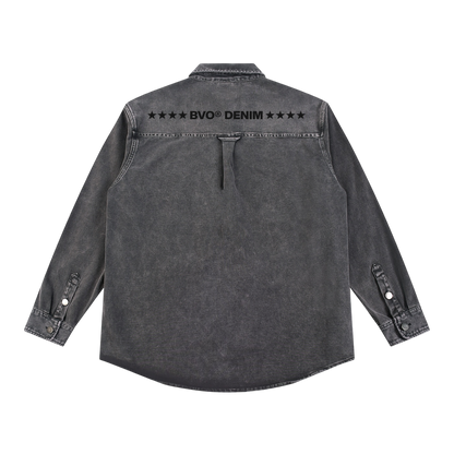 BVO® DENIM STARS VINTAGE WASHED HEAVYWEIGHT LS SHIRT [DARK GREY]