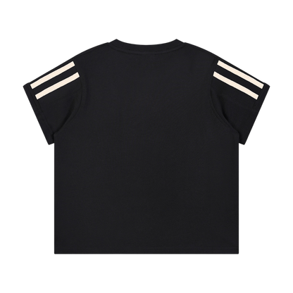WMNS UNITY LOGO® VARSITY STRIPE TEE [BLACK]