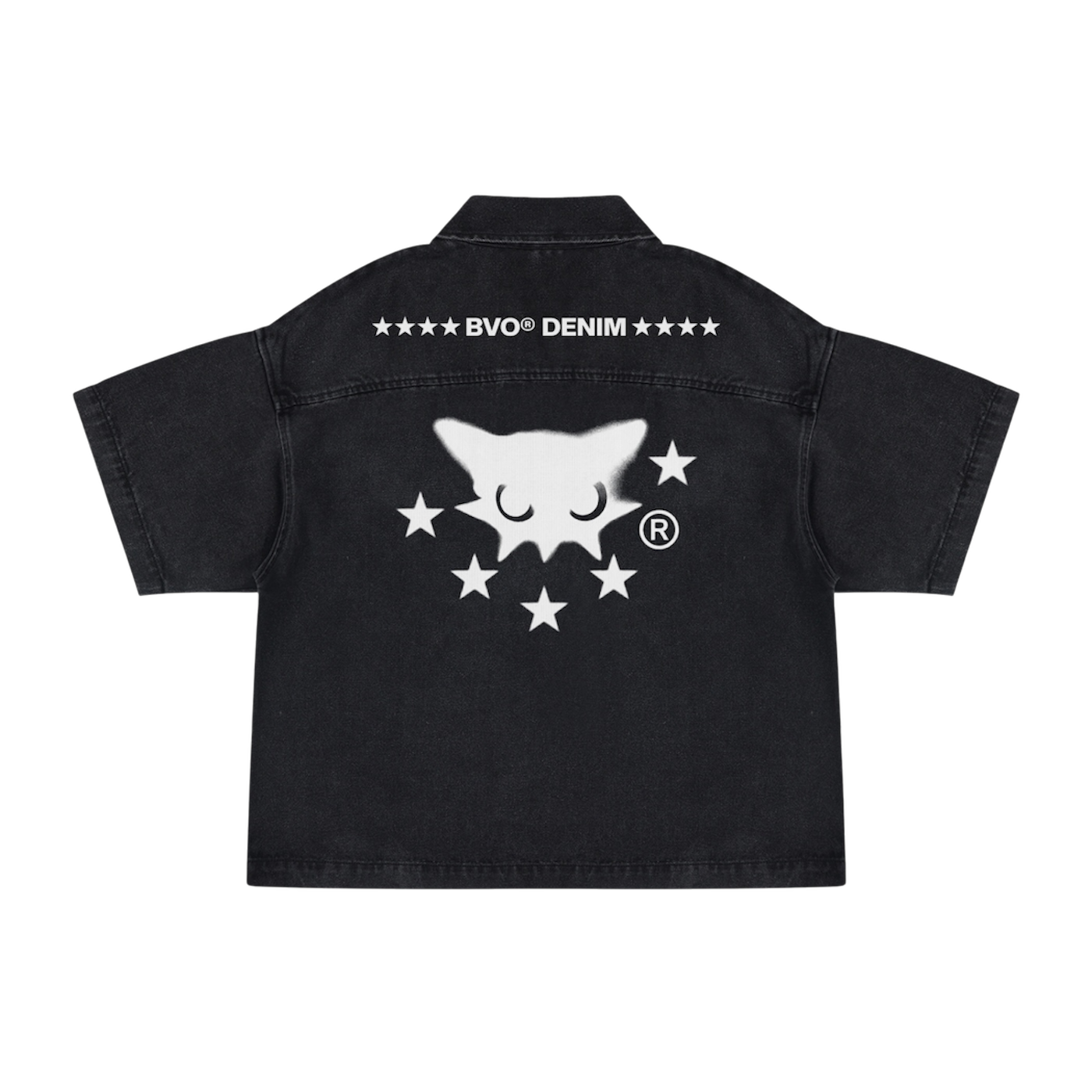 BVO® DENIM STARS VINTAGE WASH QUARTER-ZIP SHIRT [BLACK]