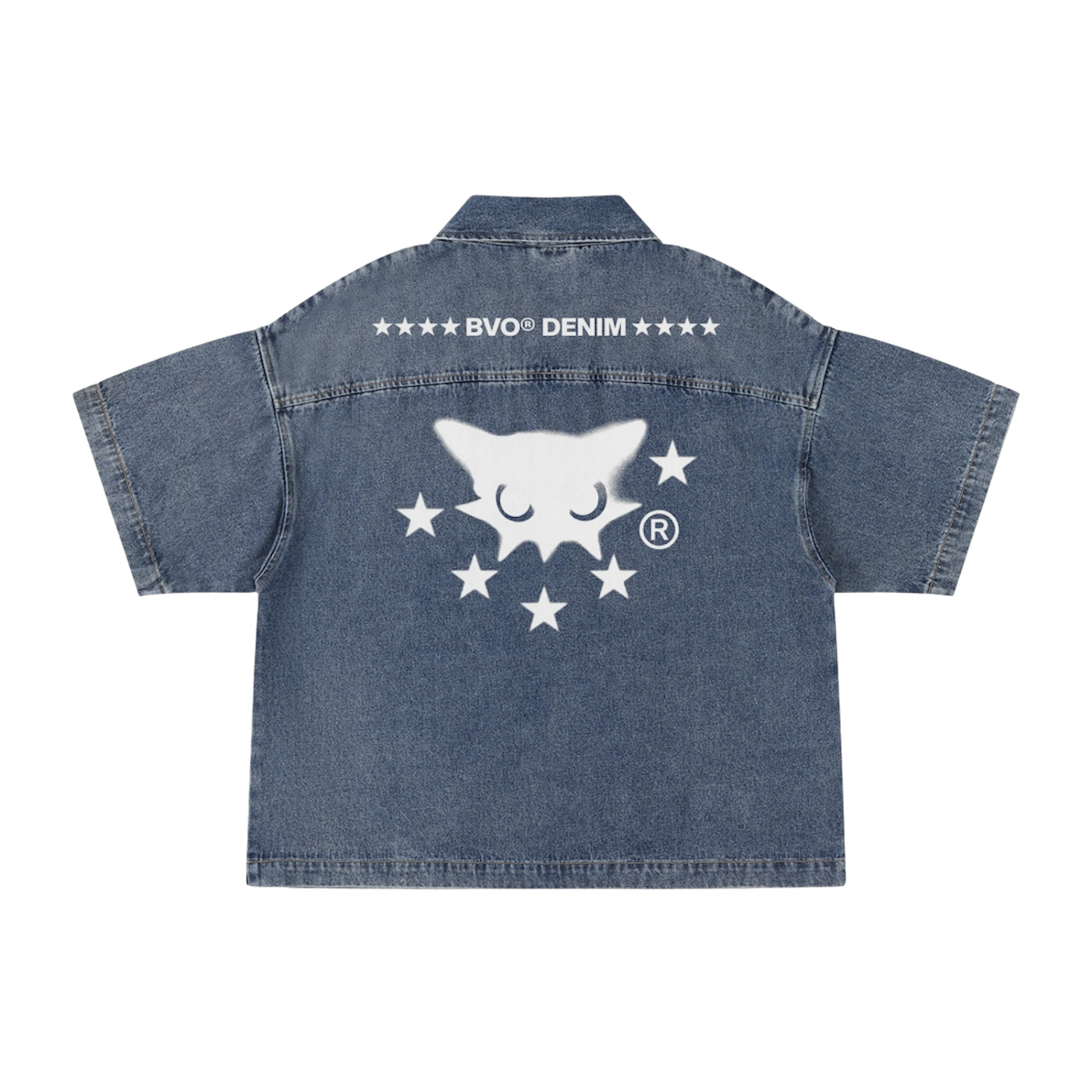 BVO® DENIM STARS VINTAGE WASH QUARTER-ZIP SHIRT [BLUE]