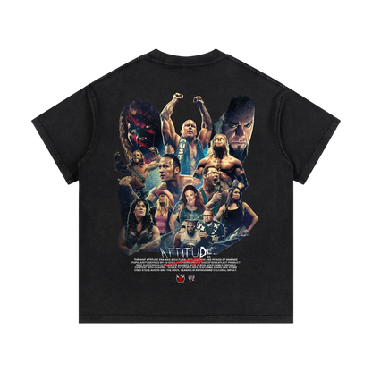 BVO® X WWE™ ATTITUDE VINTAGE WASH TEE [BLACK]