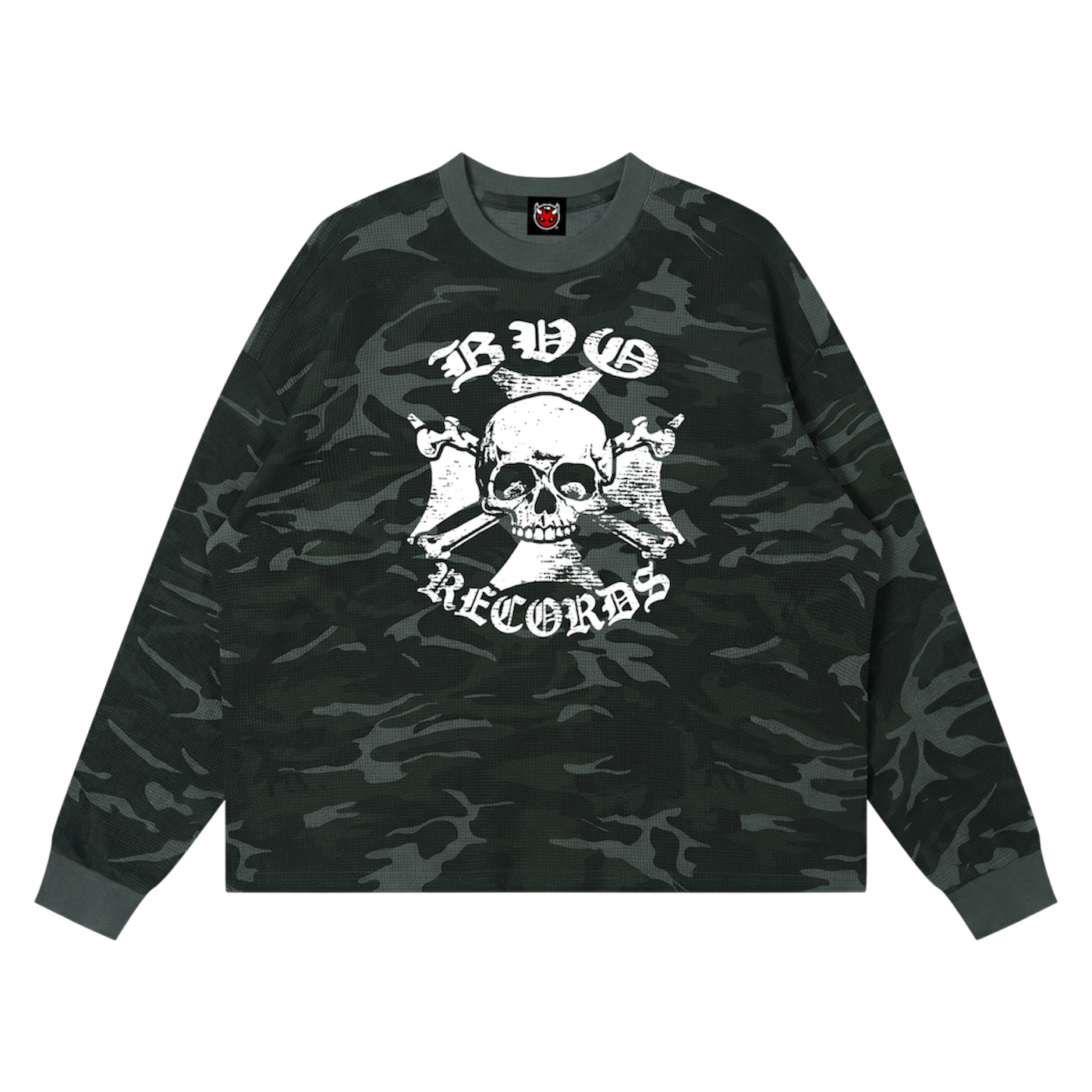 BVO® RECORDS WAFFLE LS TEE [NIGHT WOODLAND CAMO]