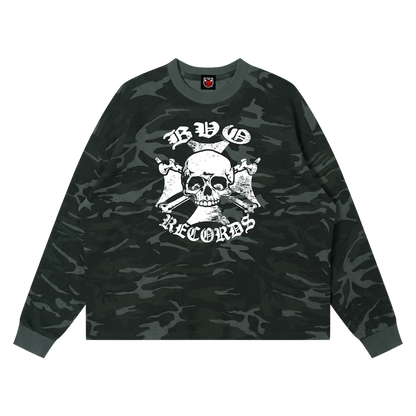 BVO® RECORDS WAFFLE LS TEE [NIGHT WOODLAND CAMO]