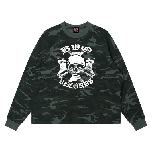 BVO® RECORDS WAFFLE LS TEE [NIGHT WOODLAND CAMO]