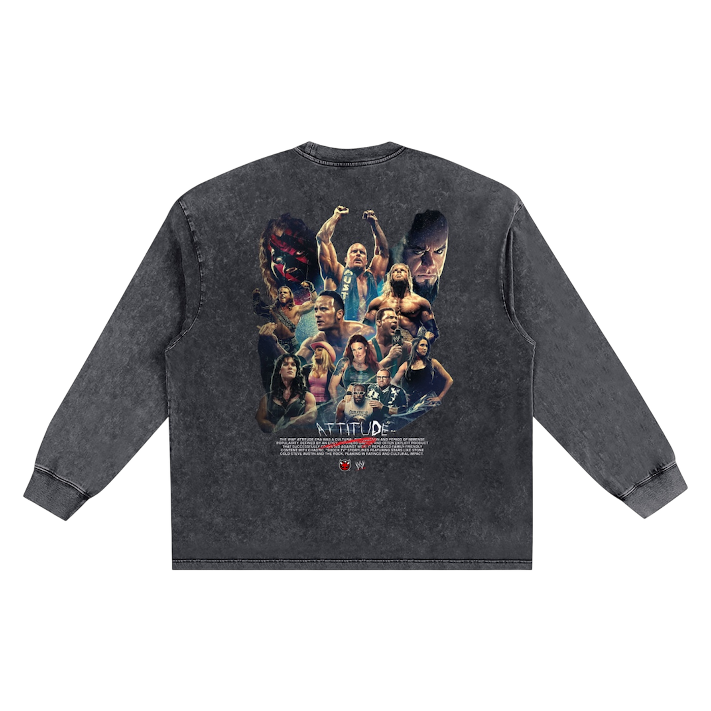 BVO® X WWE™ ATTITUDE VINTAGE WASH LS TEE [BLACK]