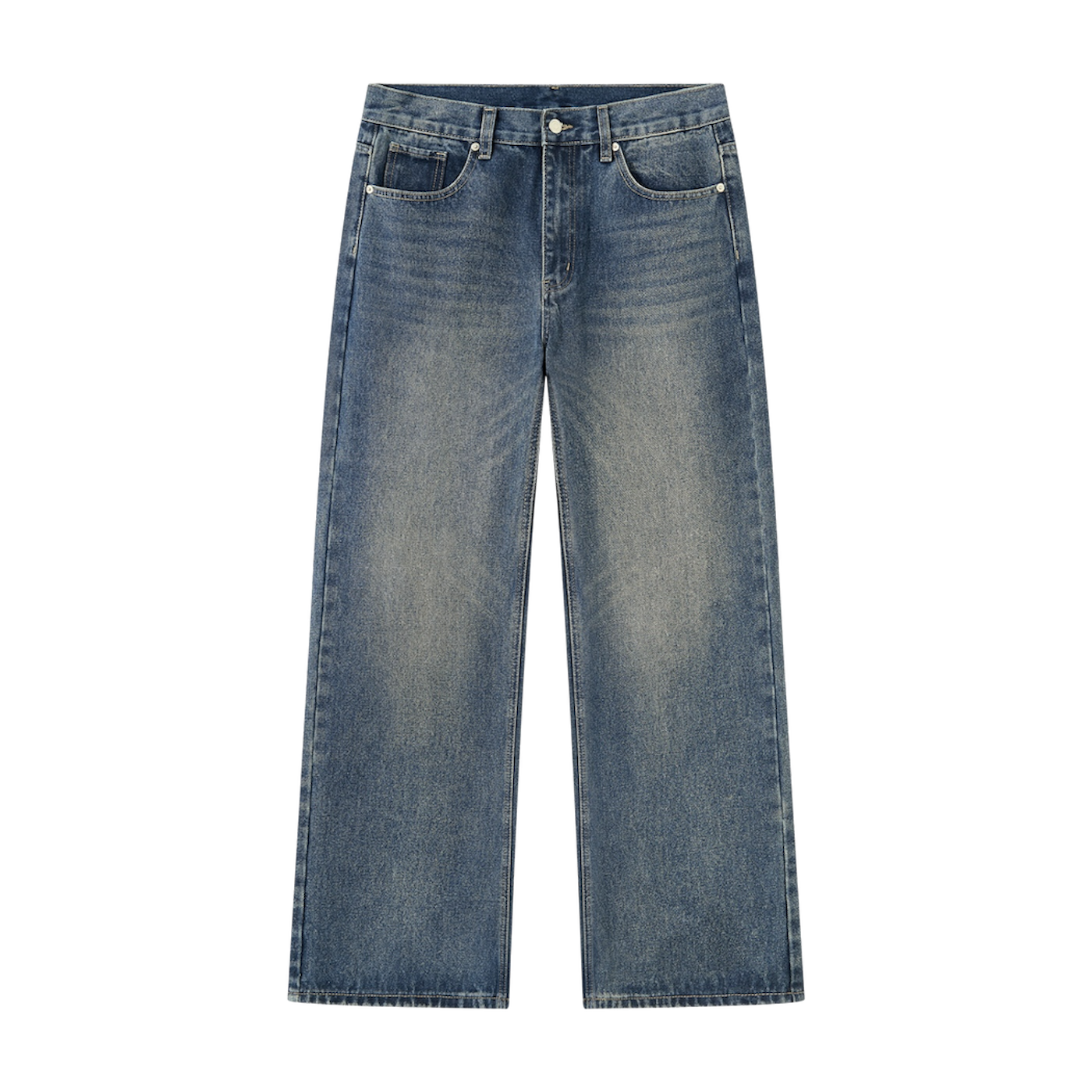 BVO® DENIM VINTAGE WASH STRAIGHT LEG JEANS [WASHED BLUE]