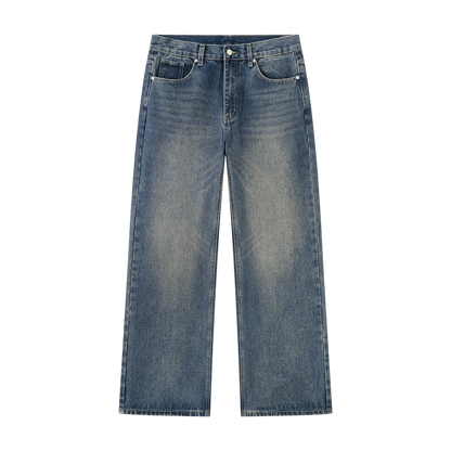 BVO® DENIM VINTAGE WASH STRAIGHT LEG JEANS [WASHED BLUE]