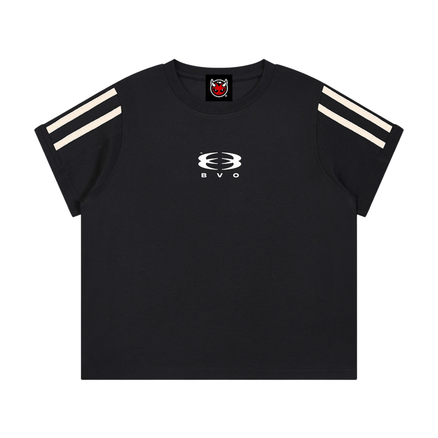 WMNS UNITY LOGO® VARSITY STRIPE TEE [BLACK]