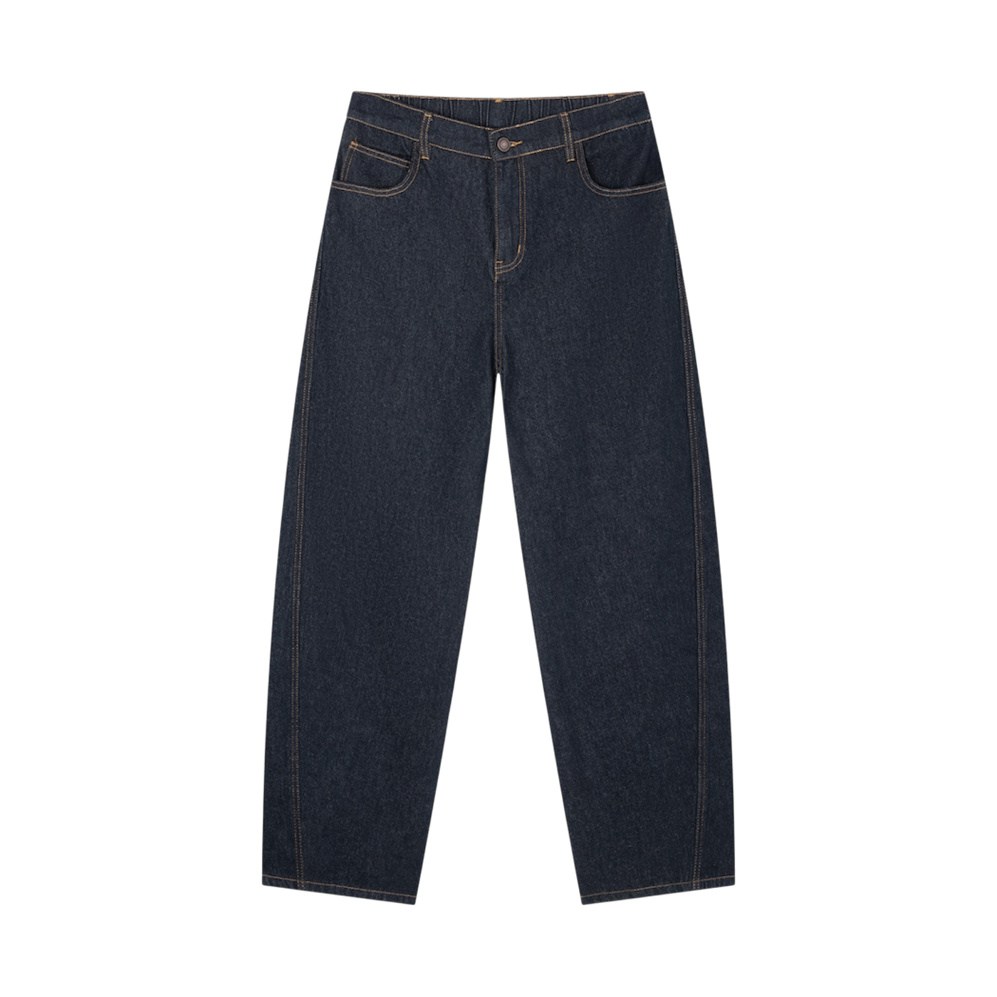 BVO® DENIM VINTAGE WASH BARREL LEG JEANS [NAVY BLUE]