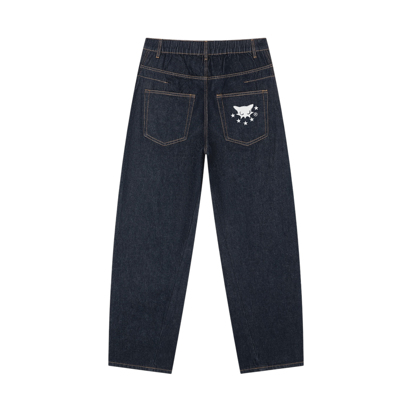 BVO® DENIM VINTAGE WASH BARREL LEG JEANS [NAVY BLUE]