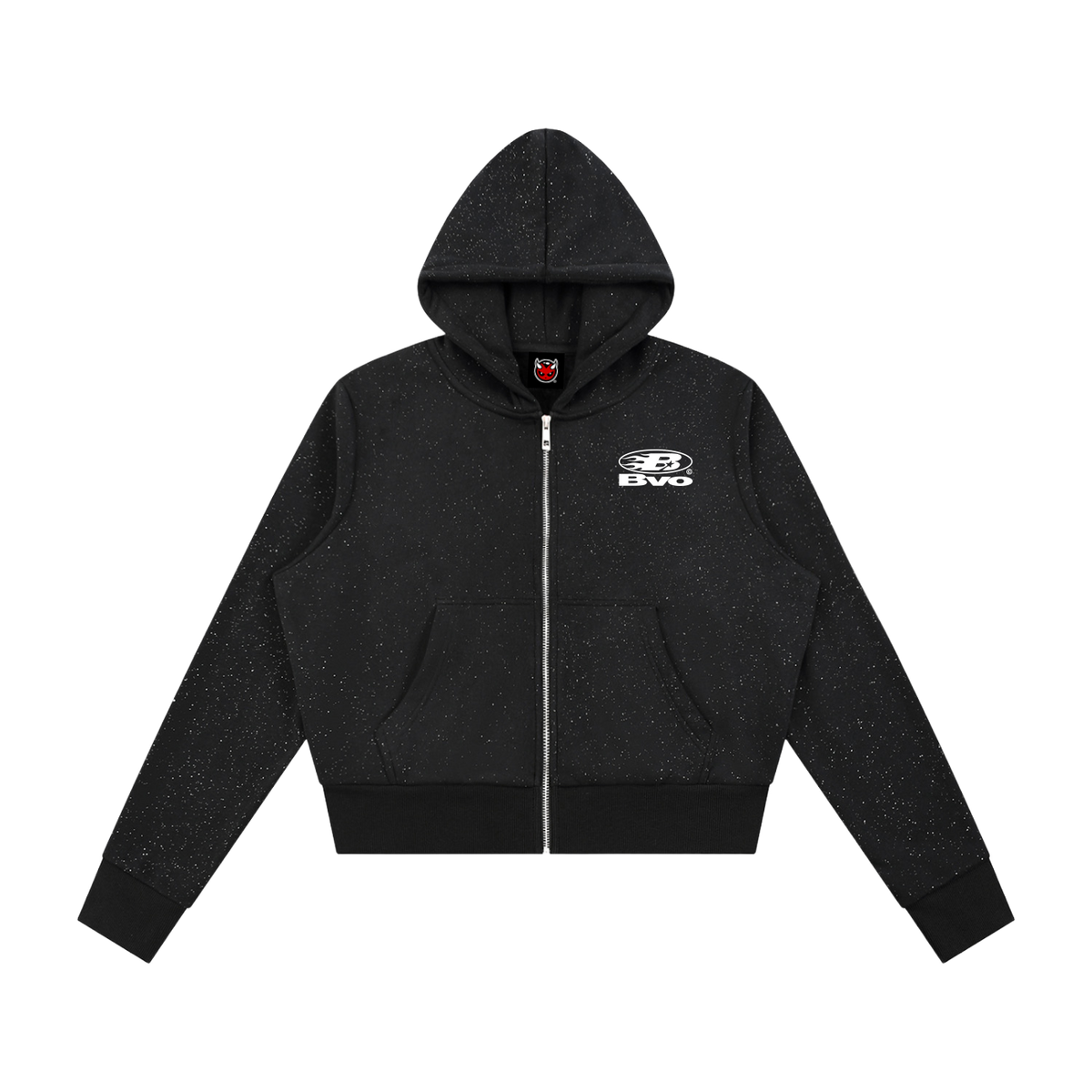 WMNS STAPLE LOGO© SPARKLE ZIP HOODIE [BLACK]
