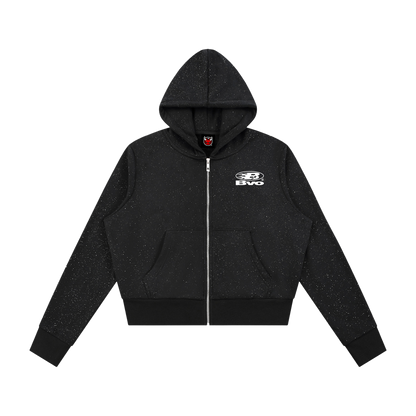 WMNS STAPLE LOGO© SPARKLE ZIP HOODIE [BLACK]