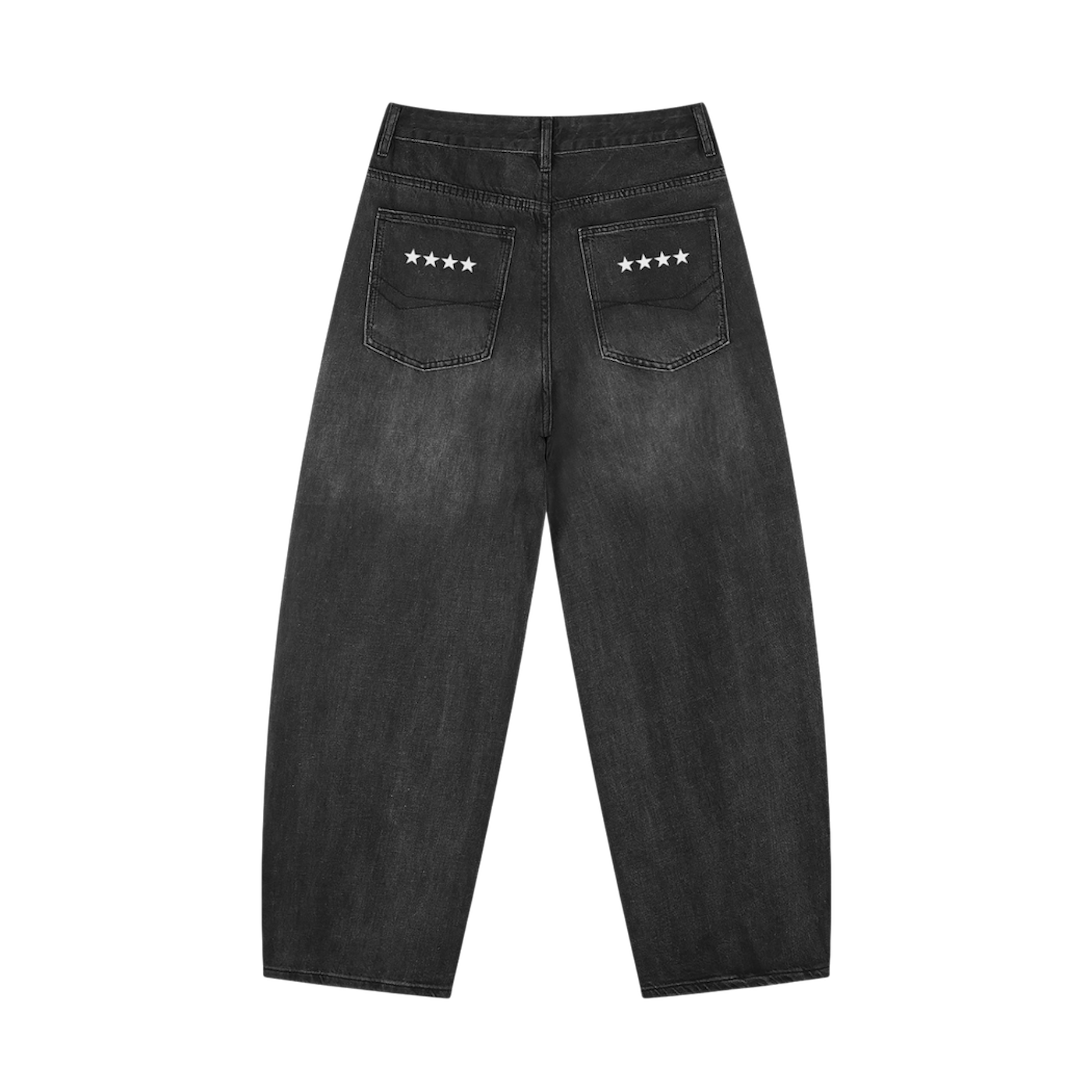 BVO® DENIM SUNFADE VINTAGE WASH BARREL LEG JEANS [BLACK]