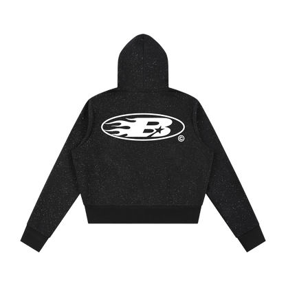 WMNS STAPLE LOGO© SPARKLE ZIP HOODIE [BLACK]