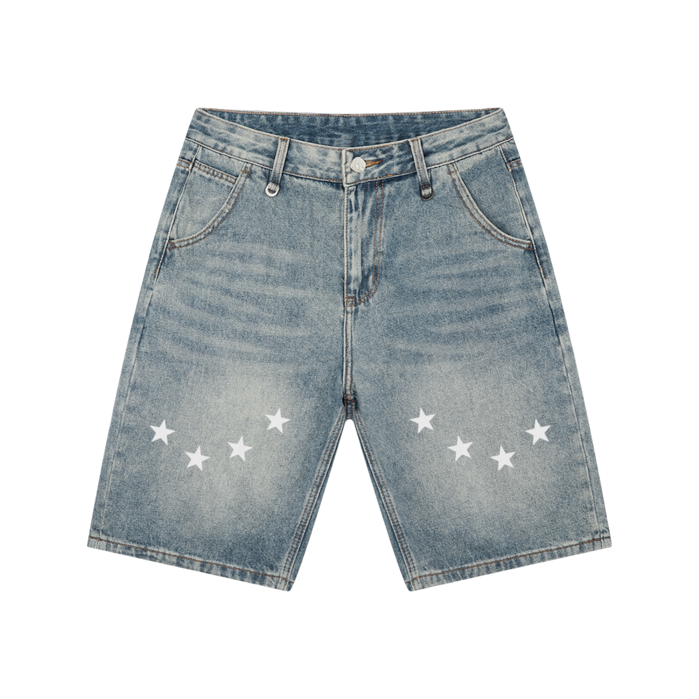 BVO® DENIM STARS VINTAGE WASH SHORTS [BLUE]