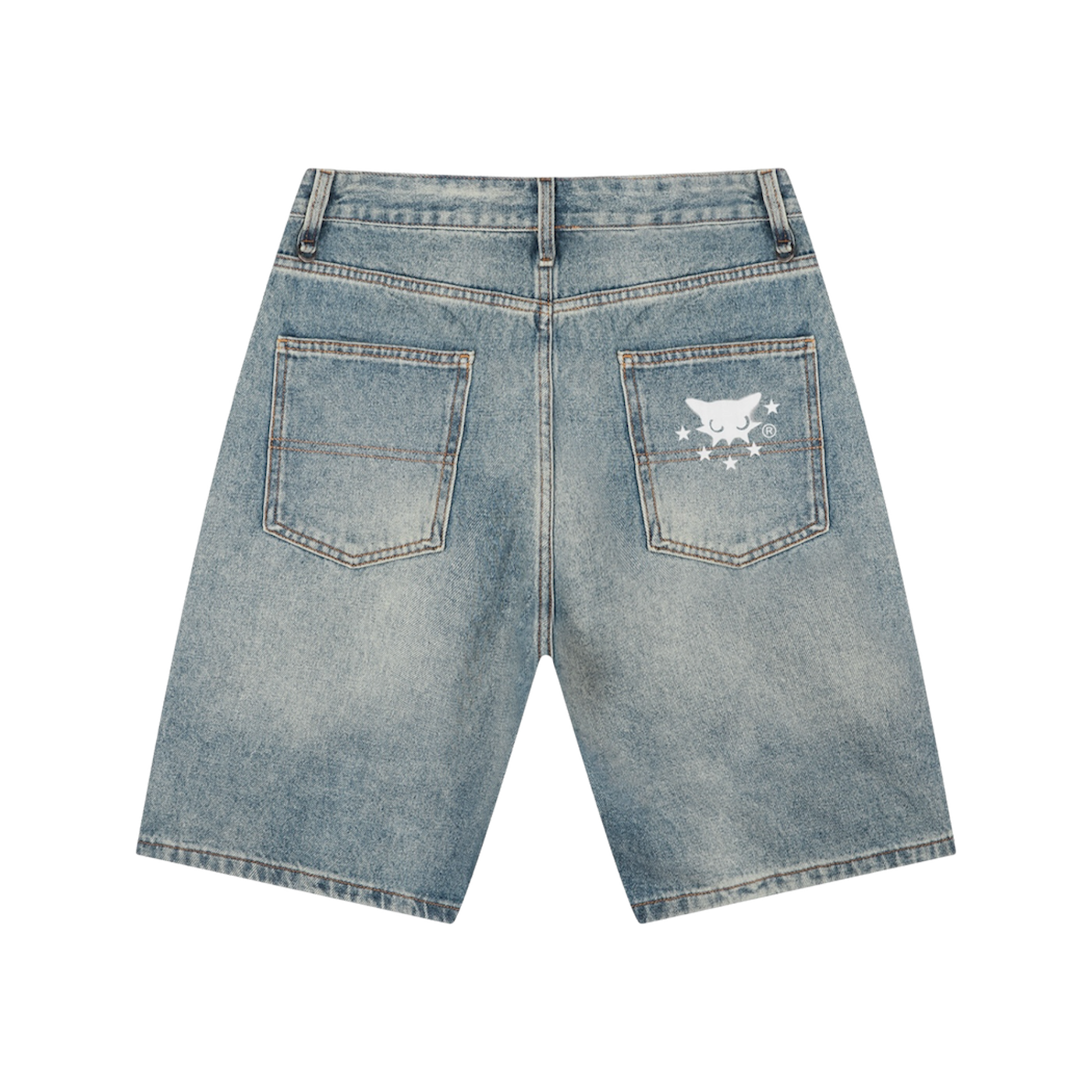 BVO® DENIM STARS VINTAGE WASH SHORTS [BLUE]